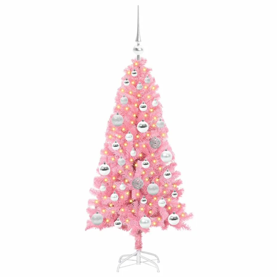Sapin de Noël avec 150 LED avec support Rose 120 cm PVC - 3