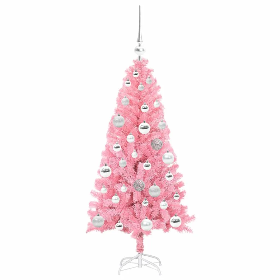 Sapin de Noël avec 150 LED avec support Rose 120 cm PVC - 4