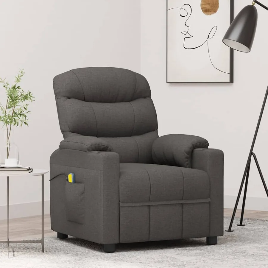 Fauteuil de massage Gris foncé Tissu