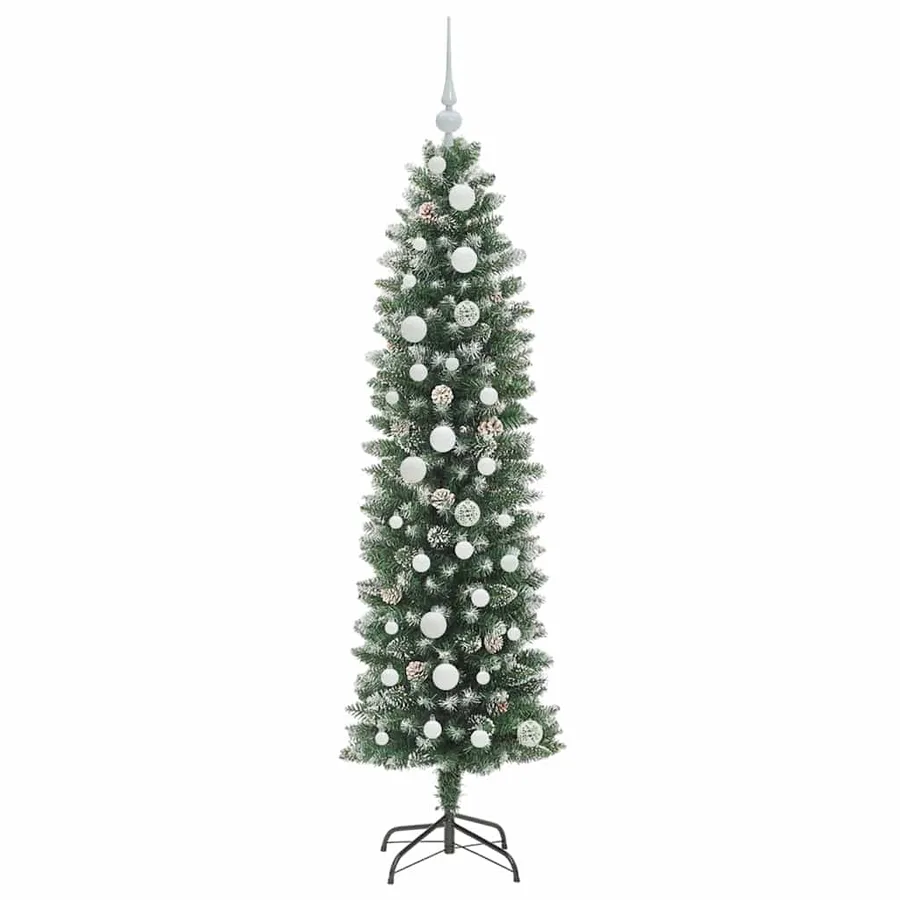 Arbre de Noël artificiel slim avec 150 LED Vert et blanc 150 cm - 4