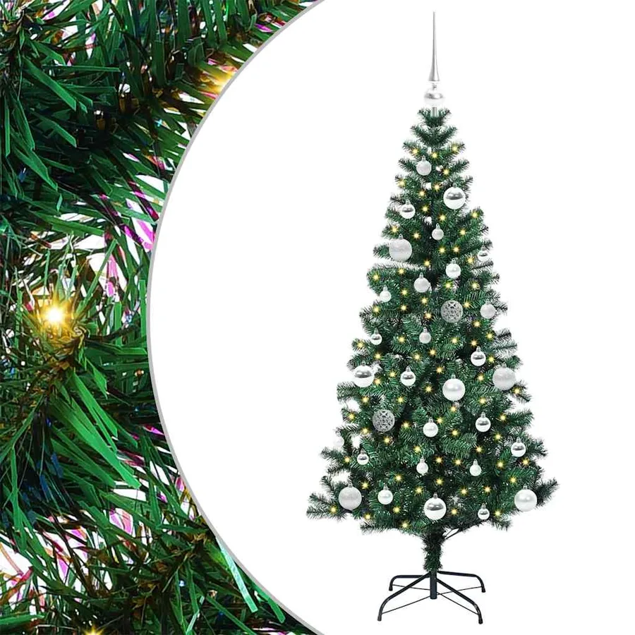 Sapin de Noël artificiel pré-éclairé Vert 150 cm PVC et métal - 2