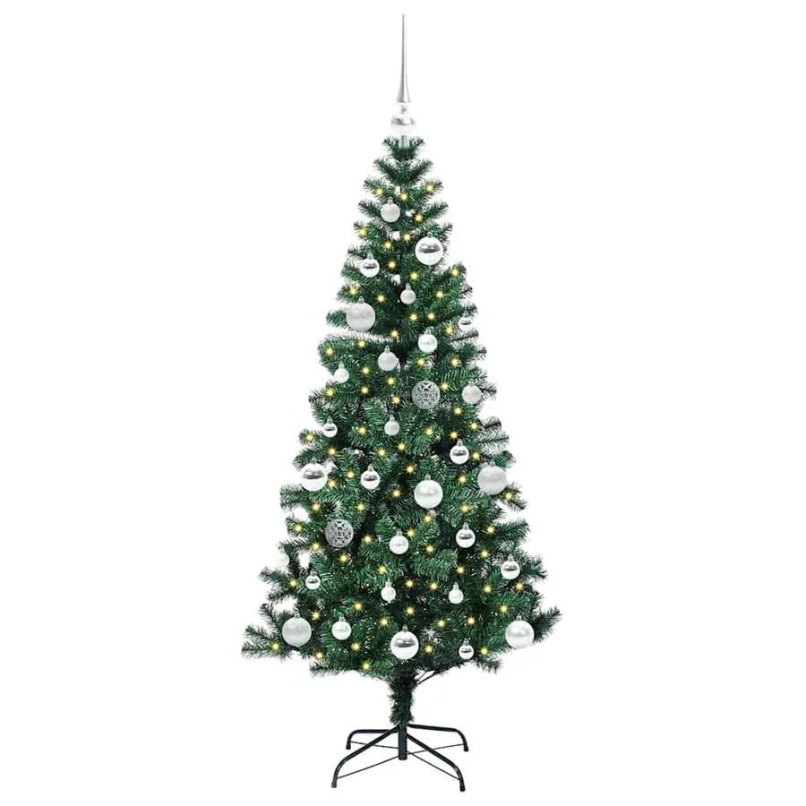 Sapin de Noël artificiel pré-éclairé Vert 150 cm PVC et métal - 3