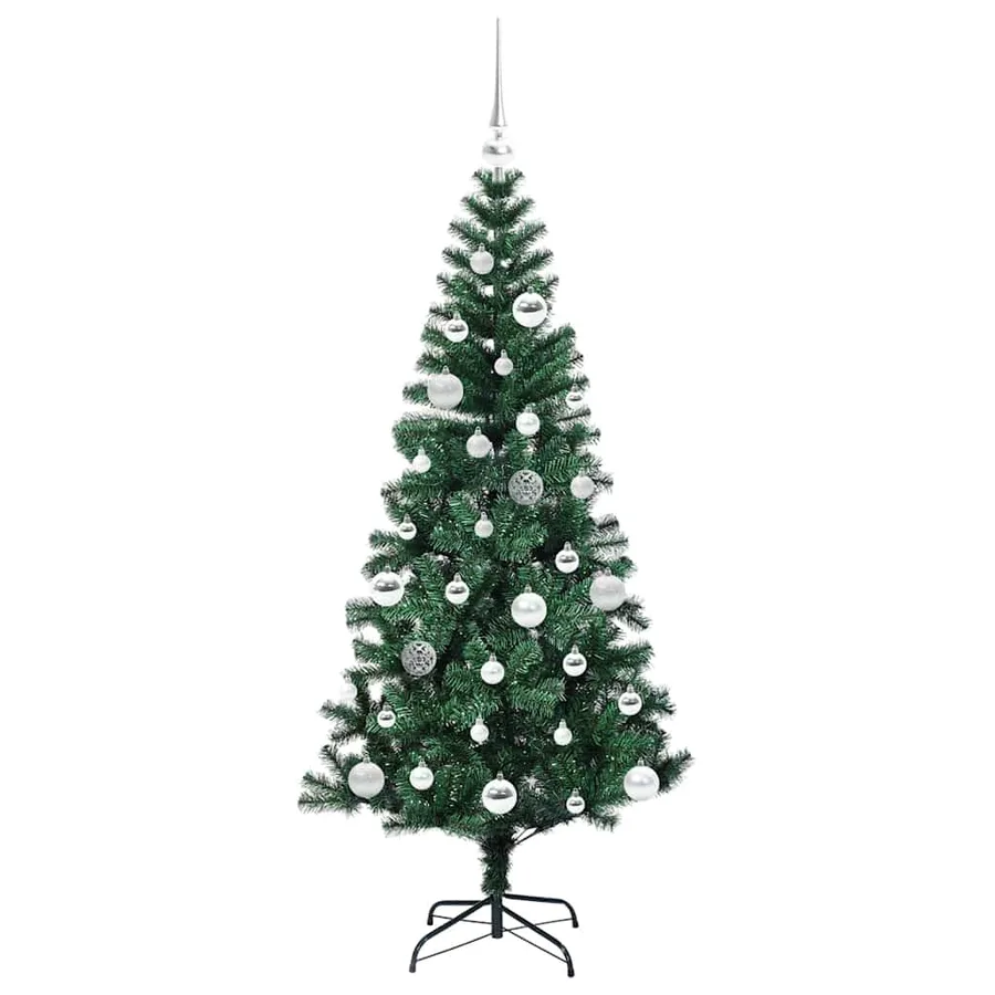 Sapin de Noël artificiel pré-éclairé Vert 150 cm PVC et métal - 4