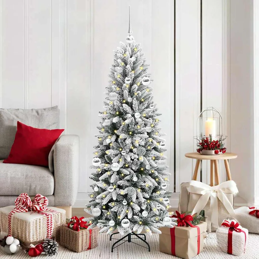 Sapin de Noël artificiel avec 150 LED avec support Blanc 150 cm