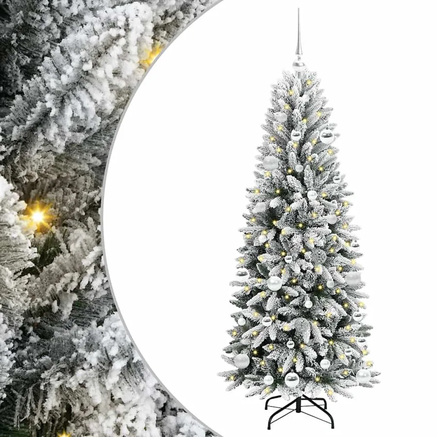 Sapin de Noël artificiel avec 150 LED avec support Blanc 150 cm - 2