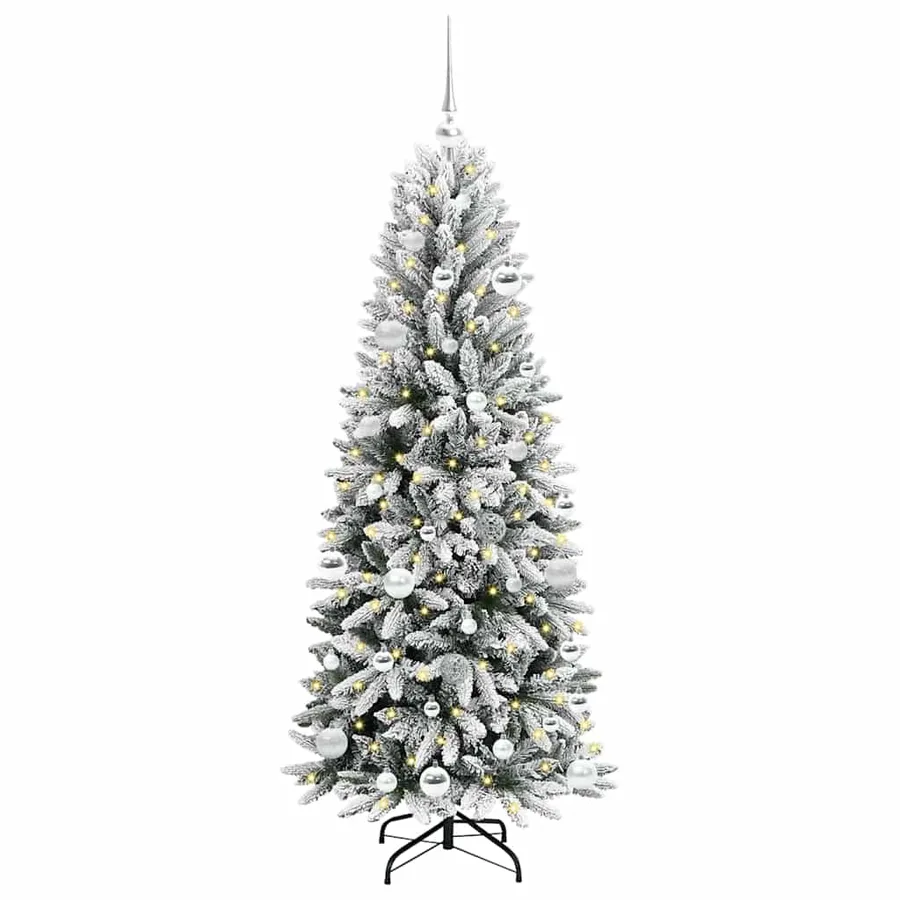 Sapin de Noël artificiel avec 150 LED avec support Blanc 150 cm - 3