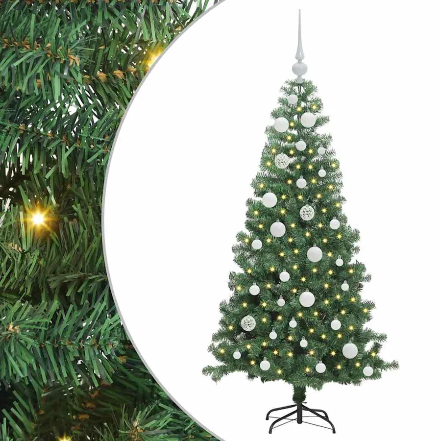 Sapin de Noël avec 150 LED avec support Vert 120 cm PVC - 2