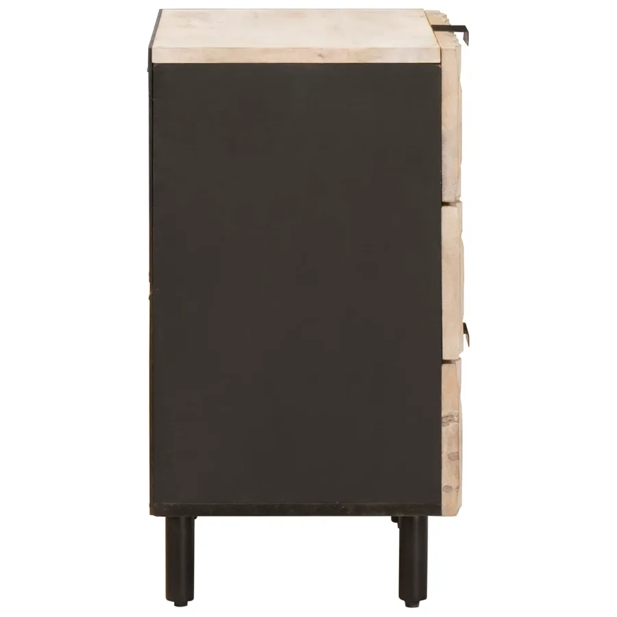 Cabinet de chevet Blanc 50 x 33 x 62 cm Bois de mangue massif - 4