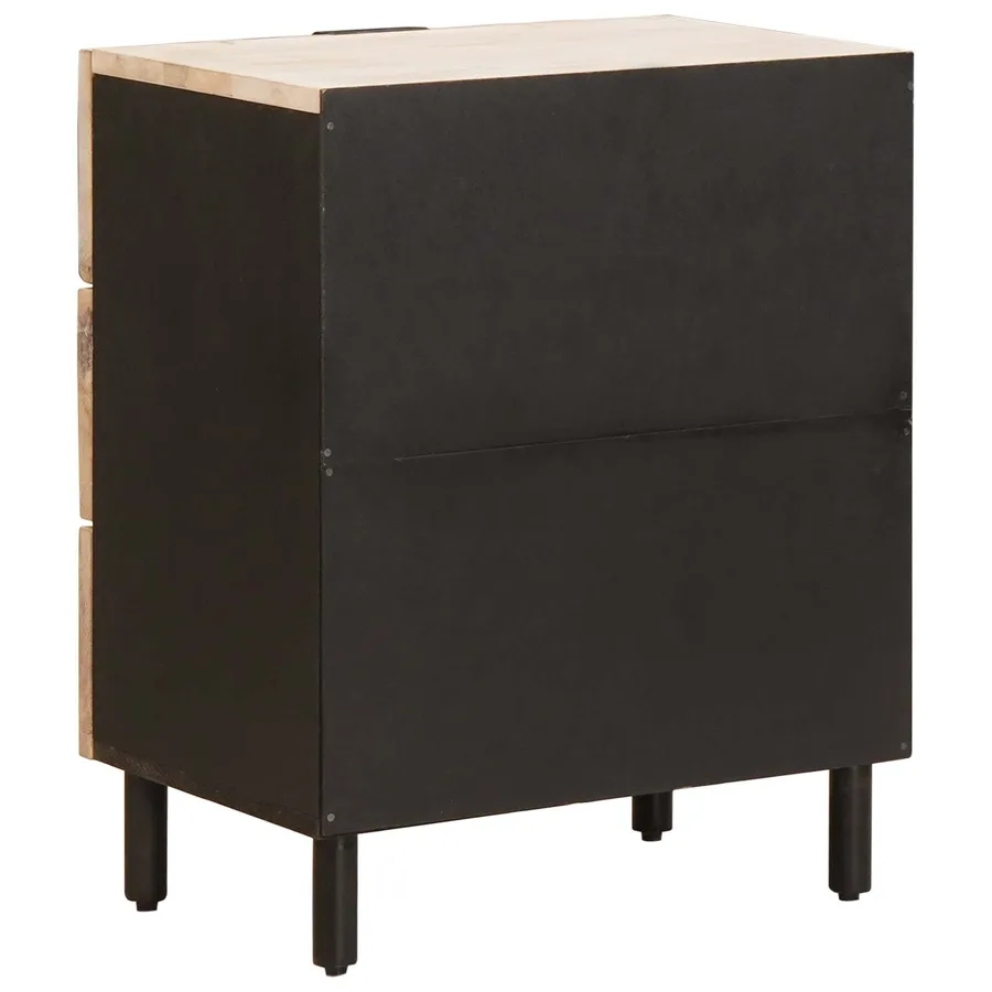Cabinet de chevet Blanc 50 x 33 x 62 cm Bois de mangue massif - 5