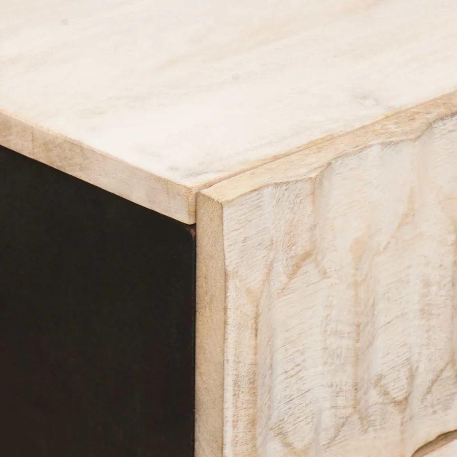 Cabinet de chevet Blanc 50 x 33 x 62 cm Bois de mangue massif - 6