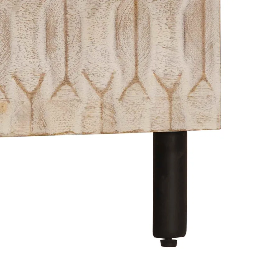 Cabinet de chevet Blanc 50 x 33 x 62 cm Bois de mangue massif - 8
