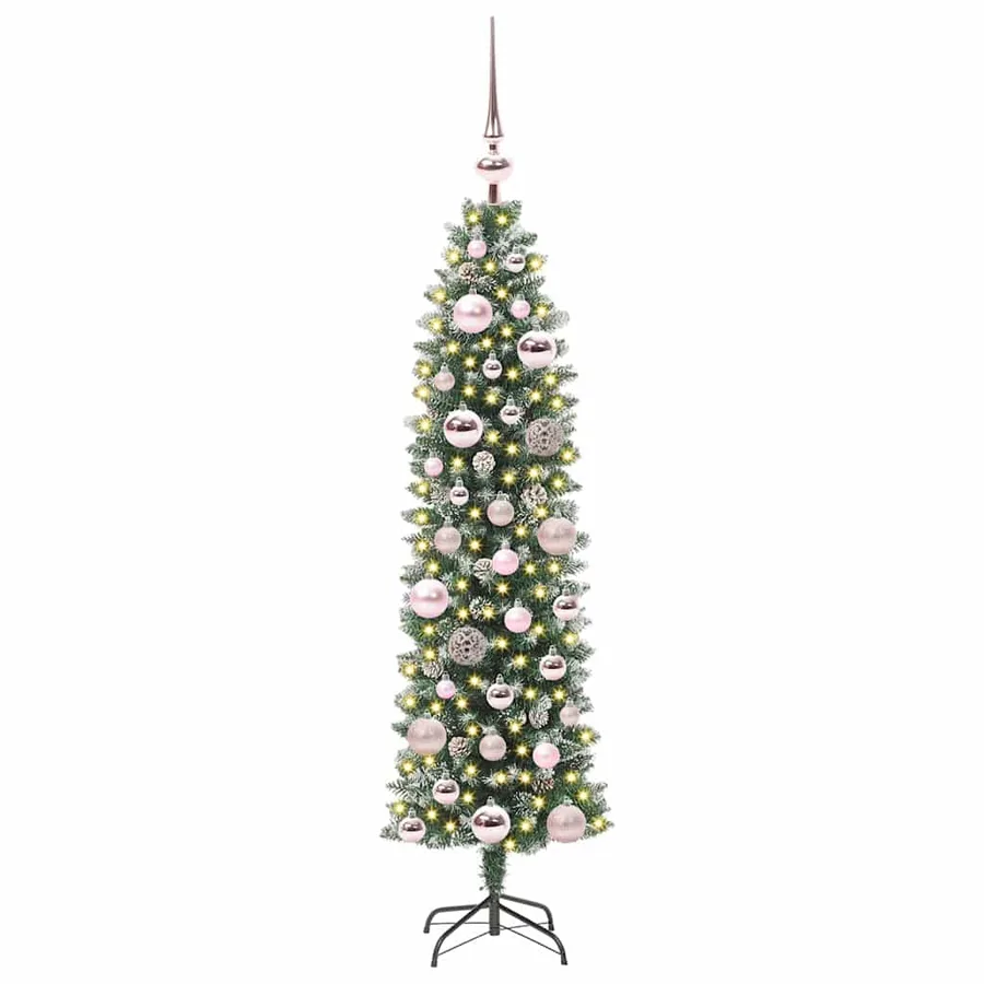 Arbre de Noël artificiel slim avec 150 LED Vert et blanc 120 cm - 3