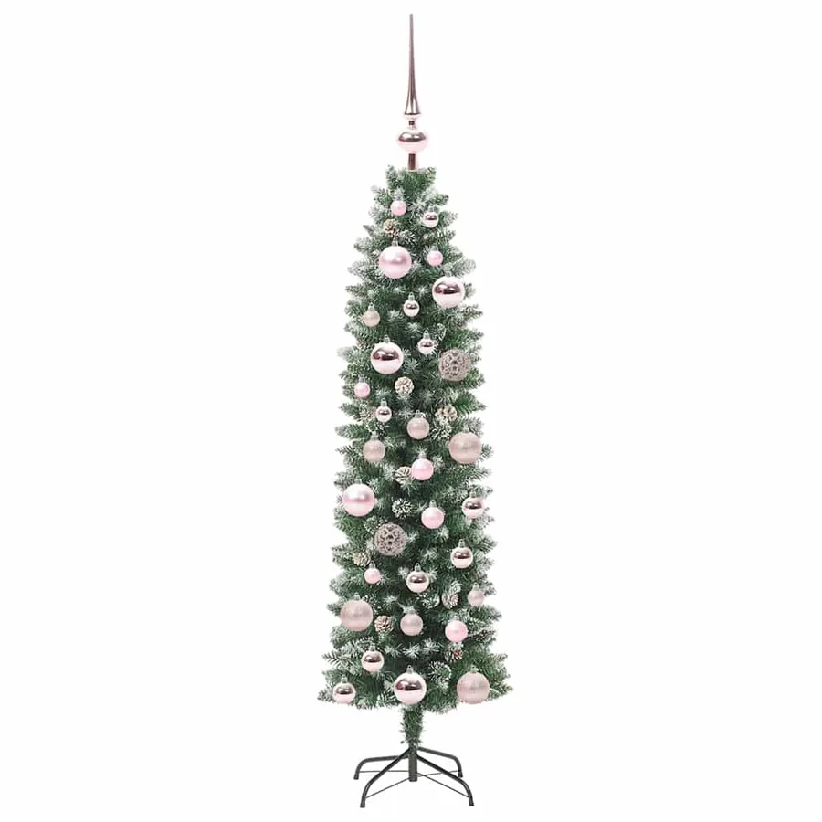 Arbre de Noël artificiel slim avec 150 LED Vert et blanc 120 cm - 4