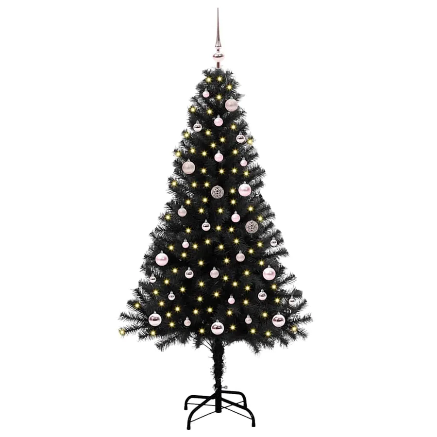 Sapin de Noël avec 150 LED avec support Noir 150 cm PVC - 2
