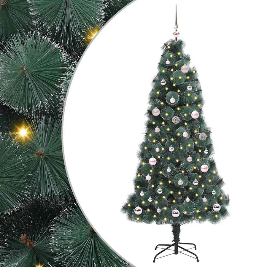 Sapin de Noël artificiel pré-éclairé avec ensemble de boules