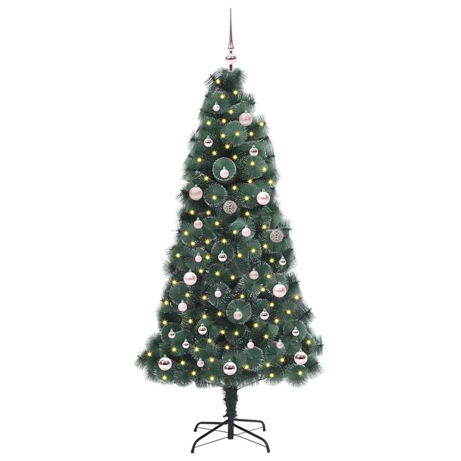 Sapin de Noël artificiel pré-éclairé avec ensemble de boules - 2