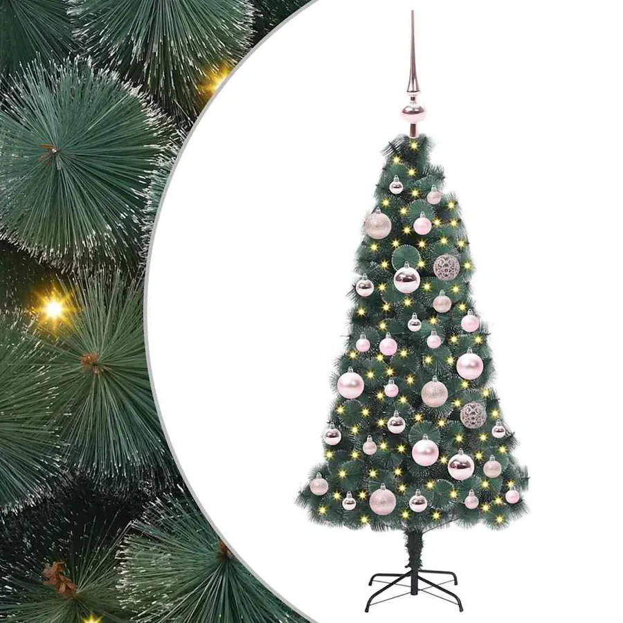 Sapin de Noël artificiel pré-éclairé avec ensemble de boules - 2