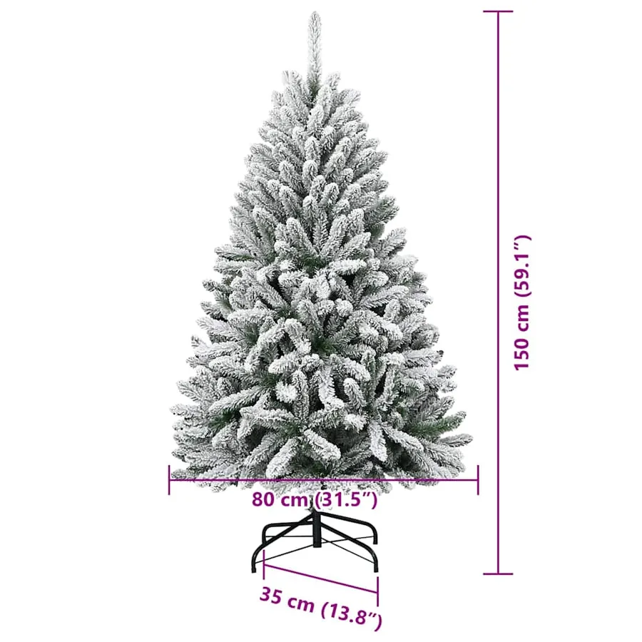 Sapin de Noël artificiel Vert et blanc 150 cm PVC et métal - 16