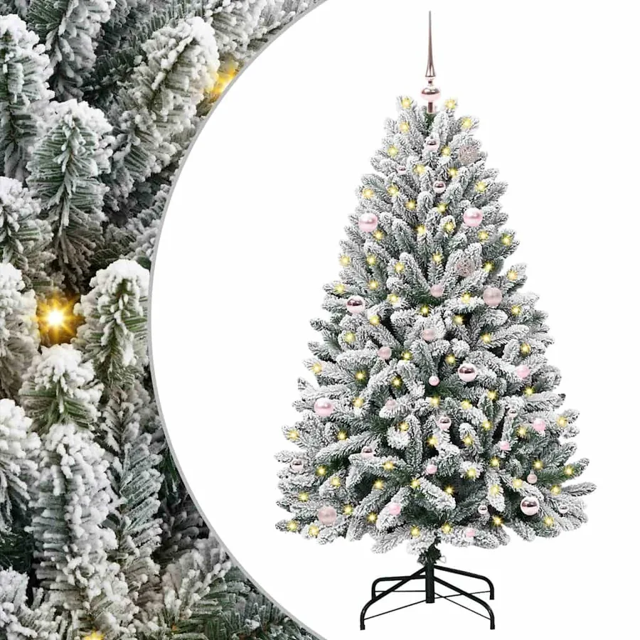 Sapin de Noël artificiel Vert et blanc 150 cm PVC et métal - 2