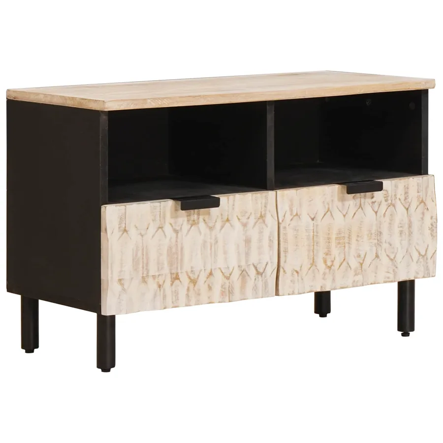 Meuble TV avec tiroir Finition Lavage Blanc 70 x 33 x 46 cm