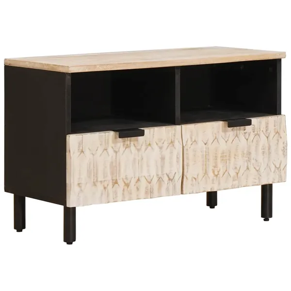 Meuble TV avec tiroir Finition Lavage Blanc 70 x 33 x 46 cm
