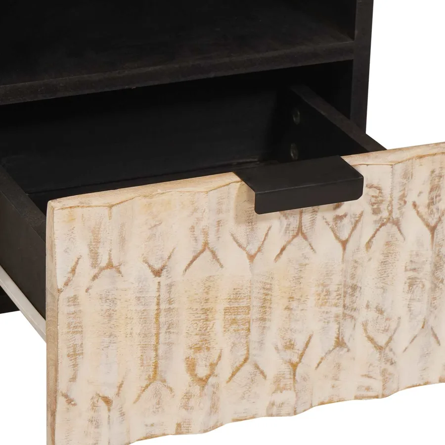 Meuble TV avec tiroir Finition Lavage Blanc 70 x 33 x 46 cm - 6