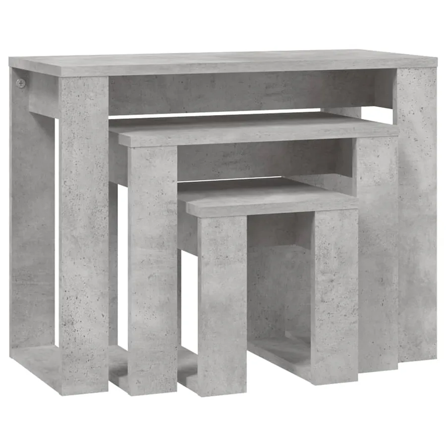 Tables gigognes 3 pcs Gris béton Bois d'ingénierie - 2