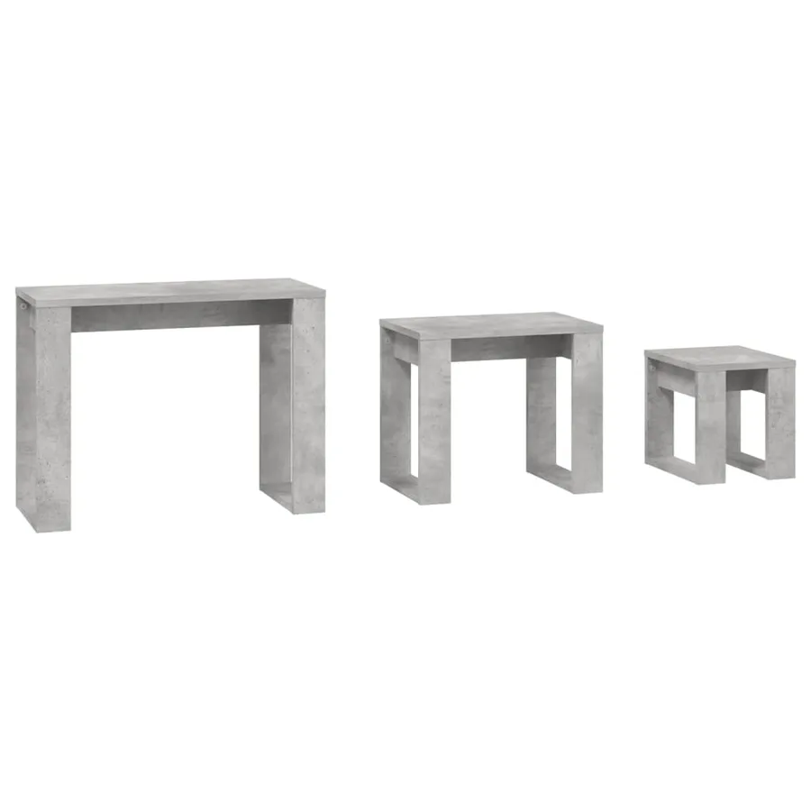 Tables gigognes 3 pcs Gris béton Bois d'ingénierie - 6