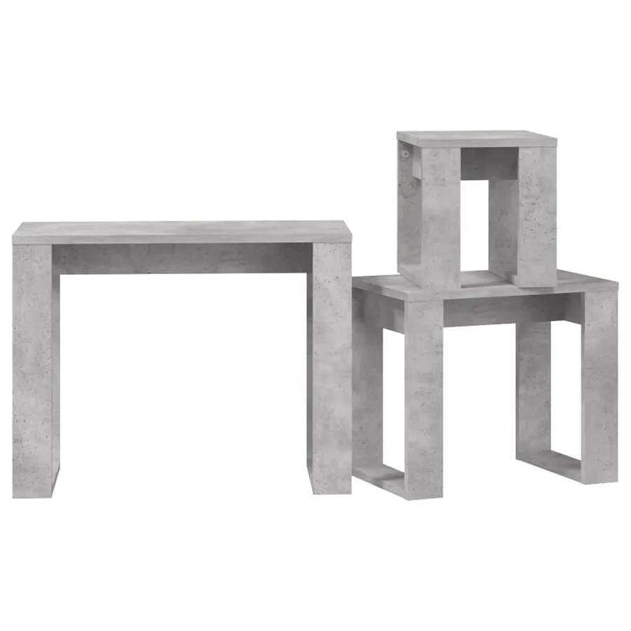 Tables gigognes 3 pcs Gris béton Bois d'ingénierie - 8