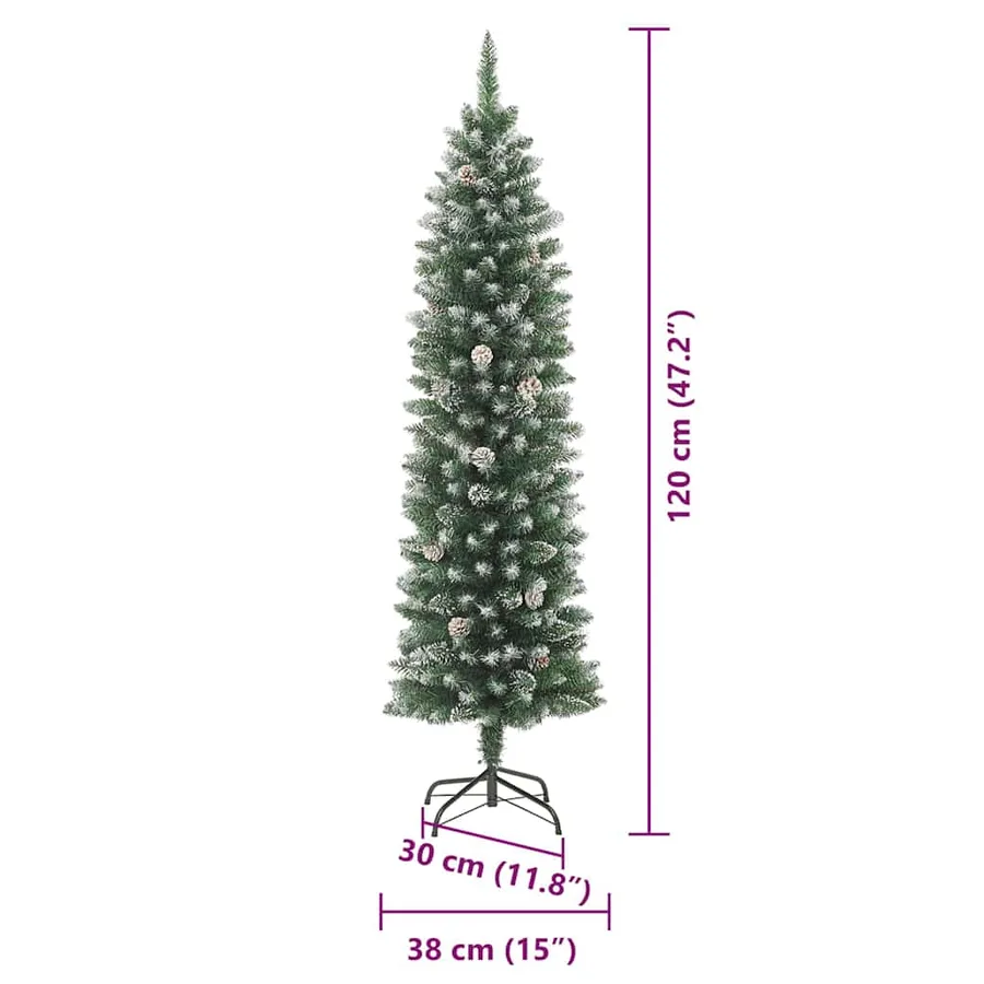 Arbre de Noël artificiel slim avec 150 LED Vert et blanc 120 cm - 18