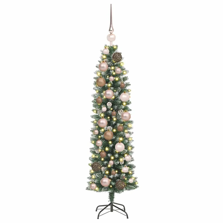 Arbre de Noël artificiel slim avec 150 LED Vert et blanc 120 cm - 3