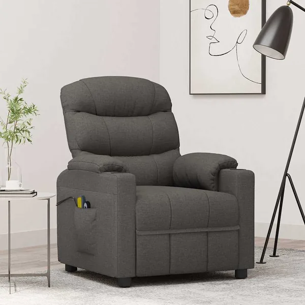 Fauteuil électrique de massage Gris foncé Tissu