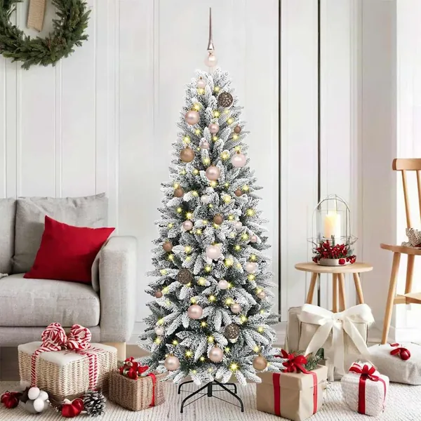 Sapin de Noël artificiel avec 150 LED avec support Blanc 150 cm