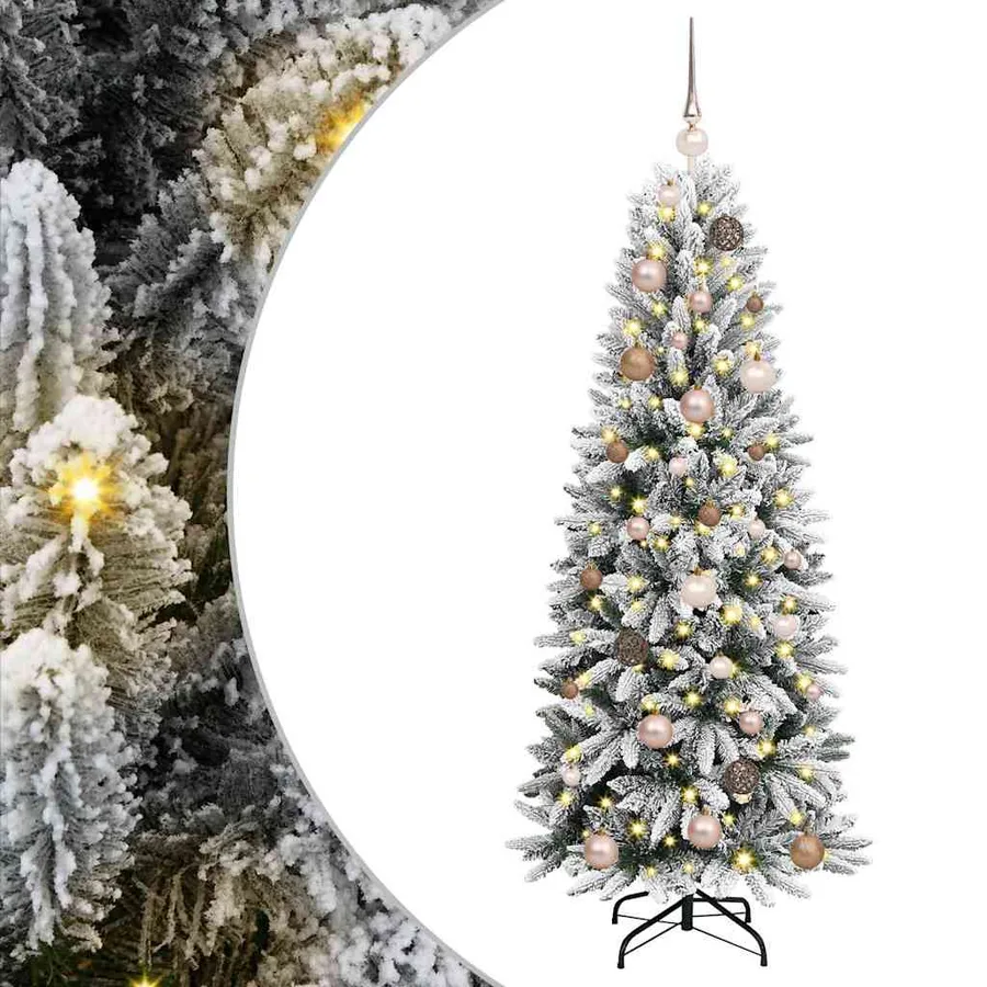 Sapin de Noël artificiel avec 150 LED avec support Blanc 150 cm - 2