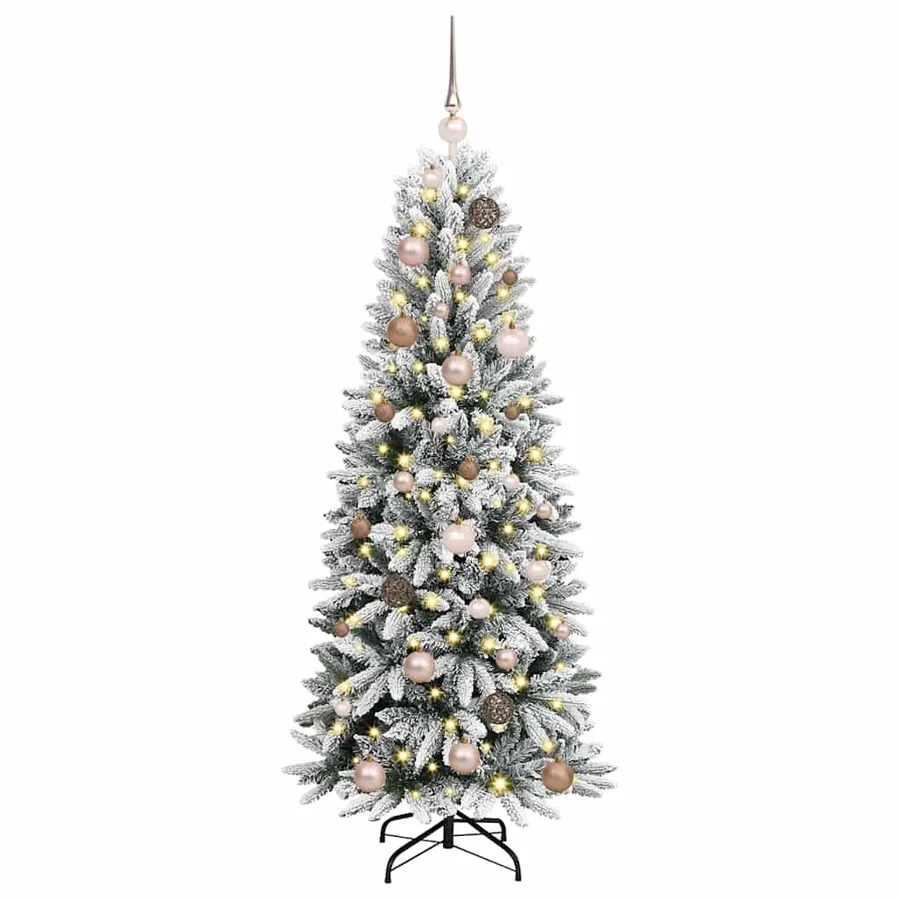 Sapin de Noël artificiel avec 150 LED avec support Blanc 150 cm - 3