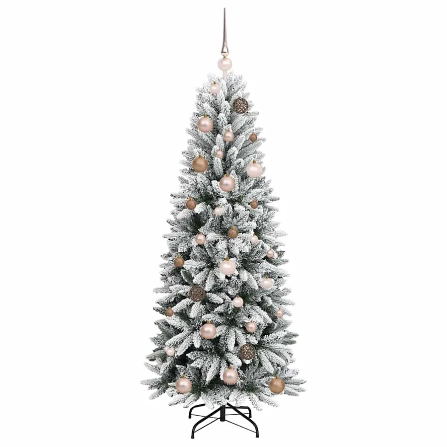 Sapin de Noël artificiel avec 150 LED avec support Blanc 150 cm - 4