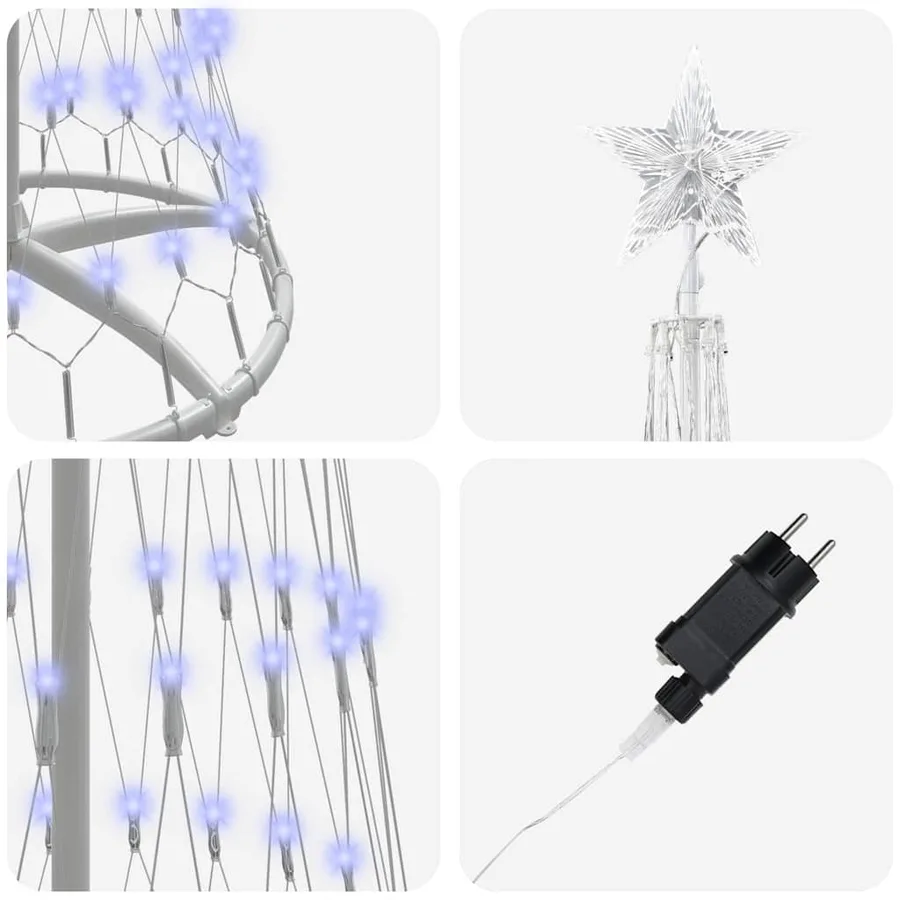 Arbre de Noël LED avec 290 LED avec support Bleu 250 cm Métal - 6
