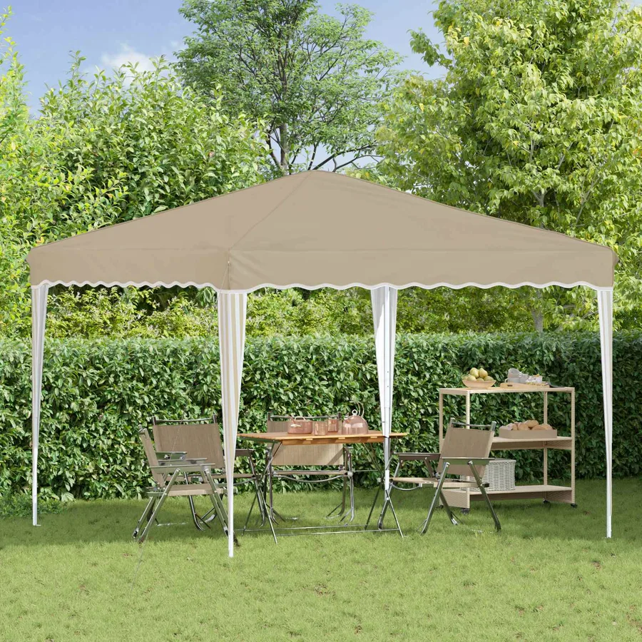 Tente de fête pop-up 288 x 288 x 245 cm Crème Tissu Oxford - 3