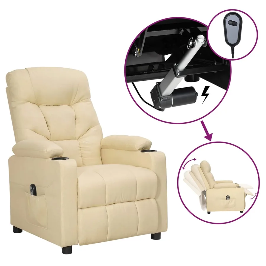 Fauteuil inclinable électrique Crème Tissu