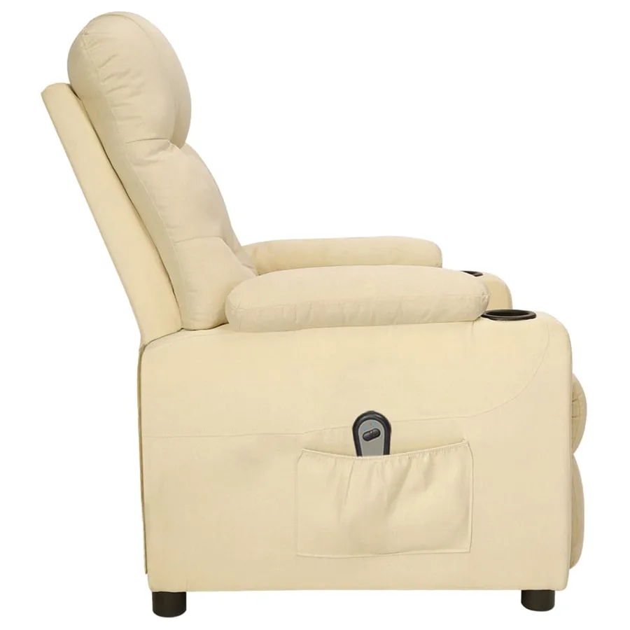 Fauteuil inclinable électrique Crème Tissu - 4