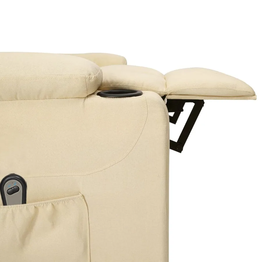 Fauteuil inclinable électrique Crème Tissu - 6