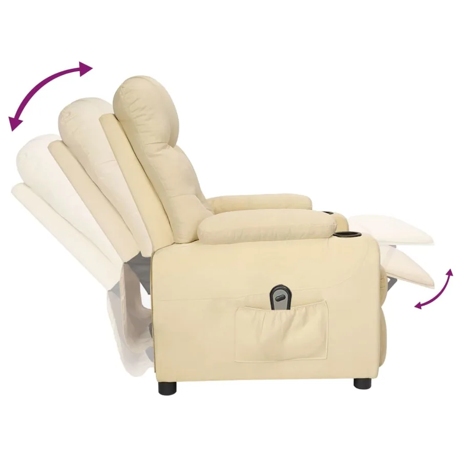 Fauteuil inclinable électrique Crème Tissu - 7