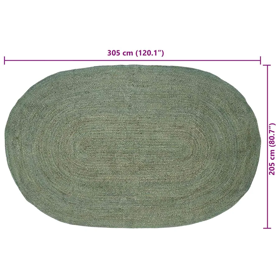 Tapis de surface Vert olive 205 x 305 cm Jute - 7