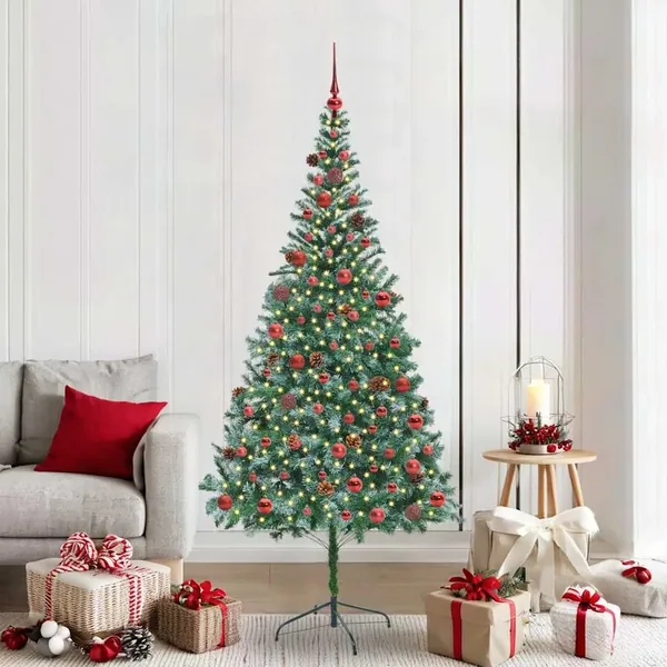 Sapin de Noël artificiel avec 300 LED Vert 210 cm PVC et Acier