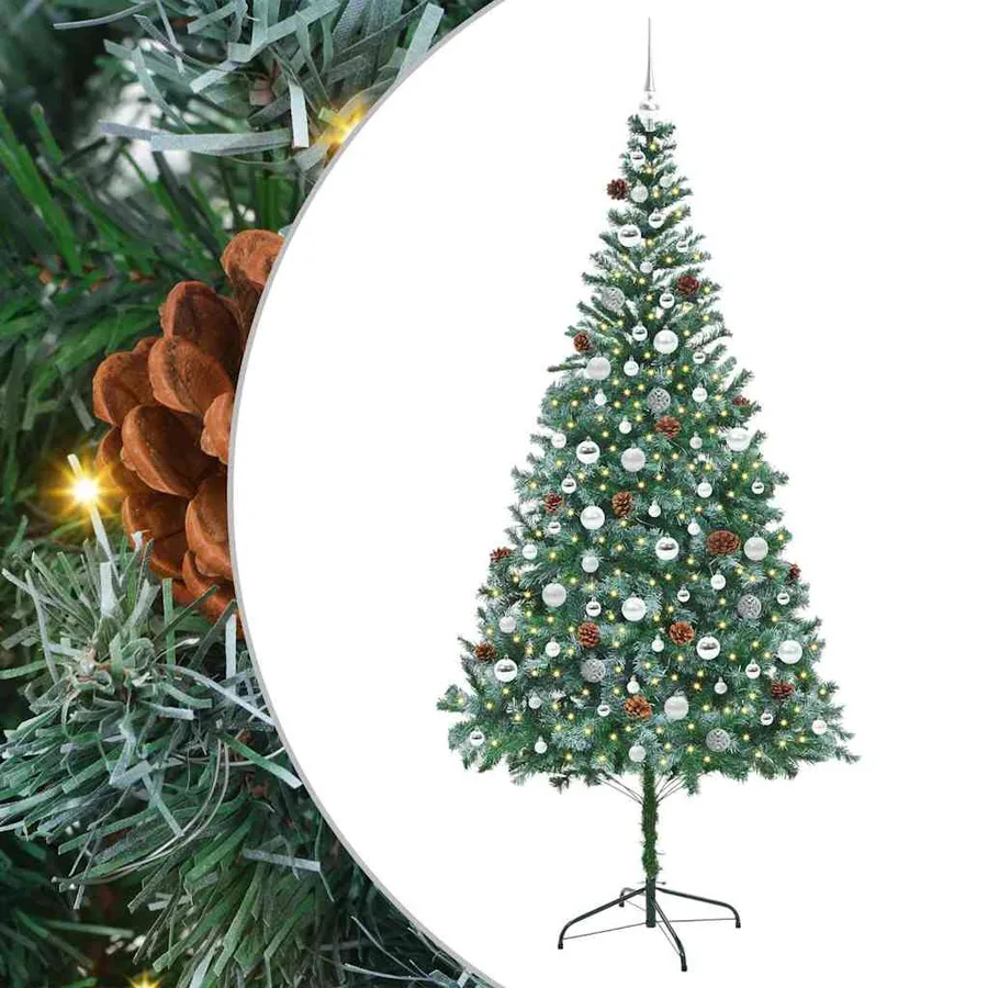 Sapin de Noël artificiel avec 300 LED Vert 210 cm PVC et Acier - 2