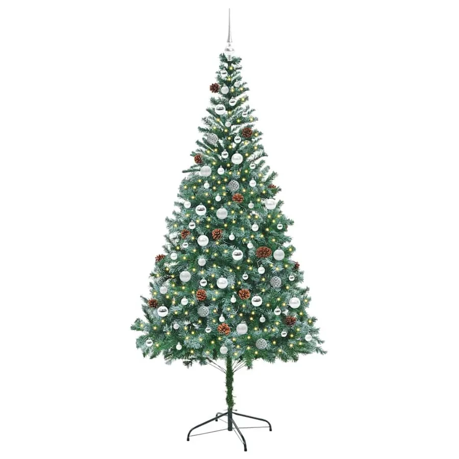 Sapin de Noël artificiel avec 300 LED Vert 210 cm PVC et Acier - 3