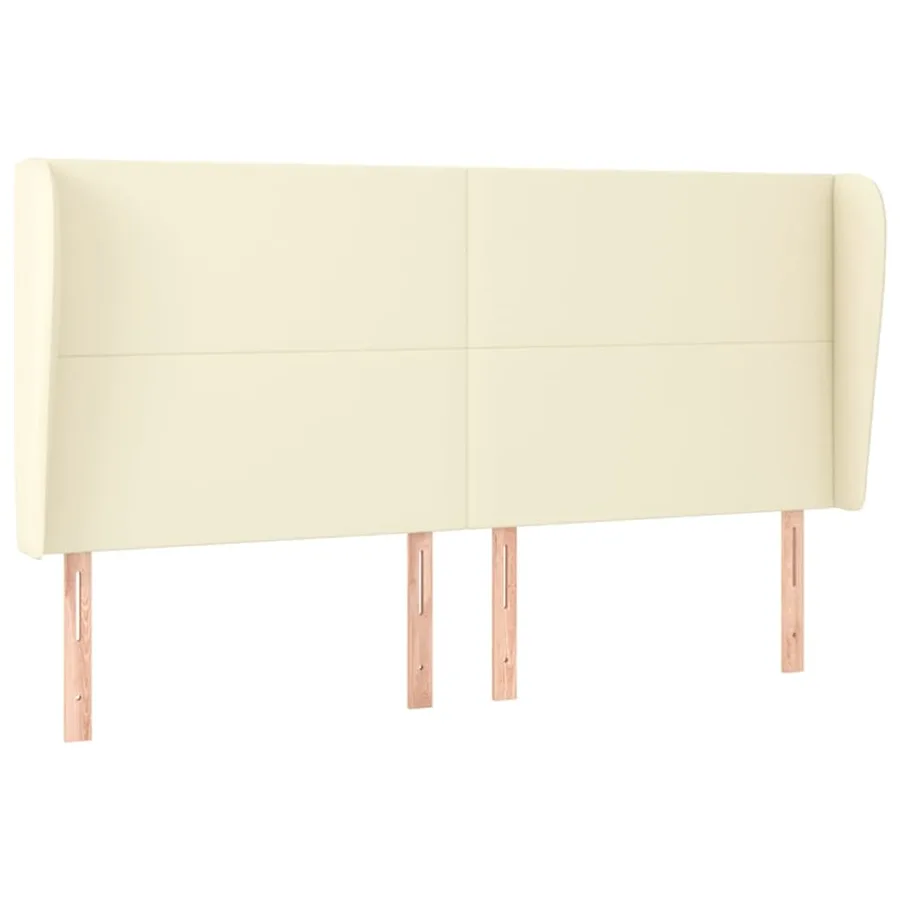 Tête de lit avec oreilles Crème 183x23x118/128 cm Similicuir - 2