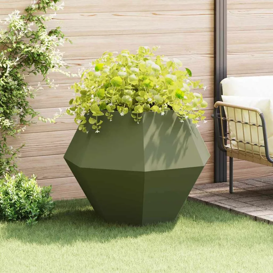 Jardinière Vert olive 100 x 100 x 80 cm Acier