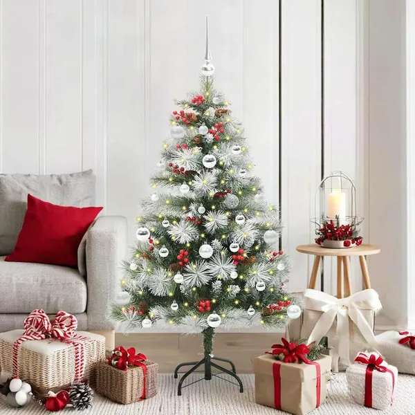 Sapin de Noël artificiel Vert et blanc 150 cm