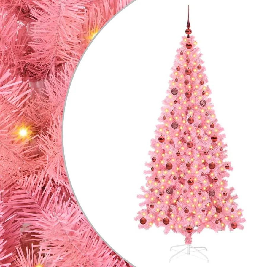 Sapin de Noël avec 300 LED avec support Rose 210 cm PVC - 2